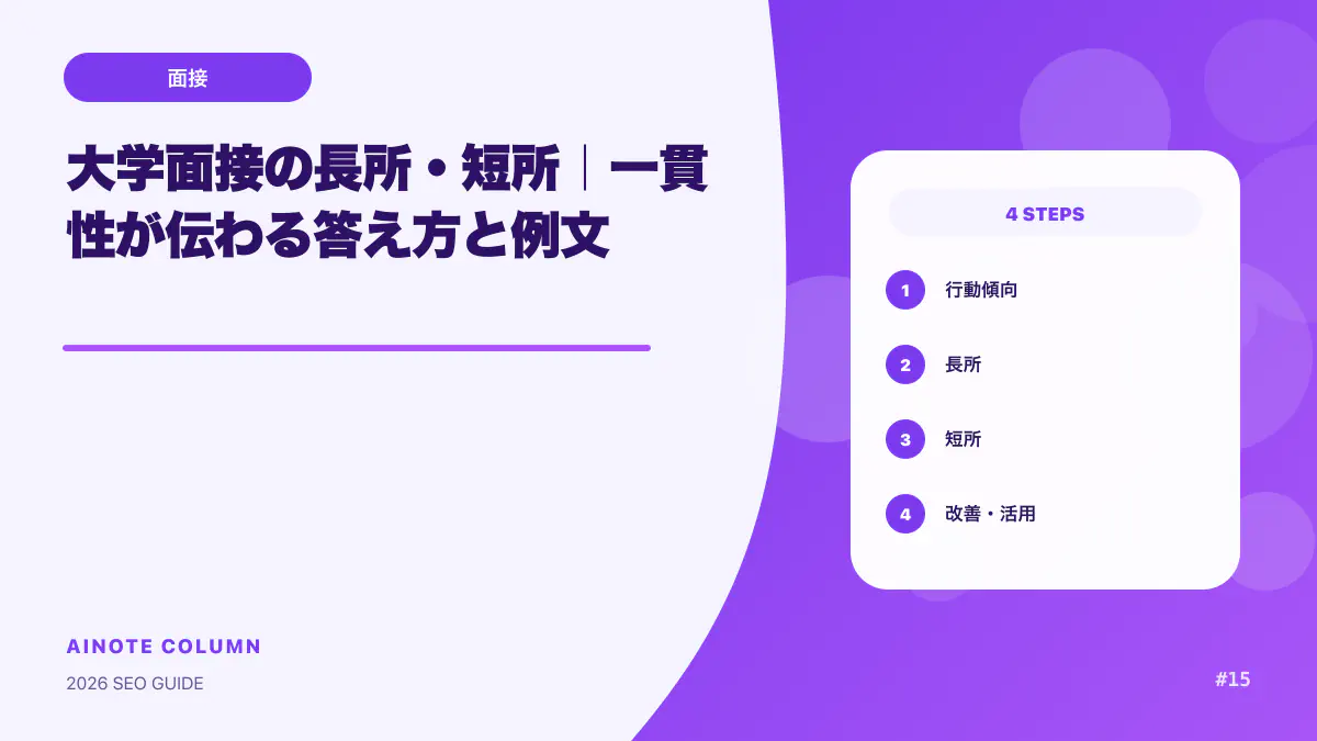 大学面接の長所・短所|一貫性が伝わる答え方と例文