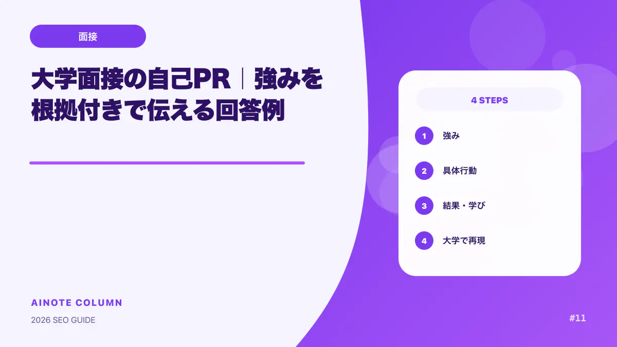 大学面接の自己PR|強みを根拠付きで伝える回答例
