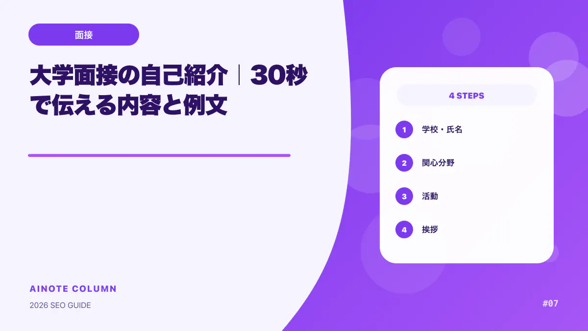 大学面接の自己紹介|30秒で伝える内容と例文