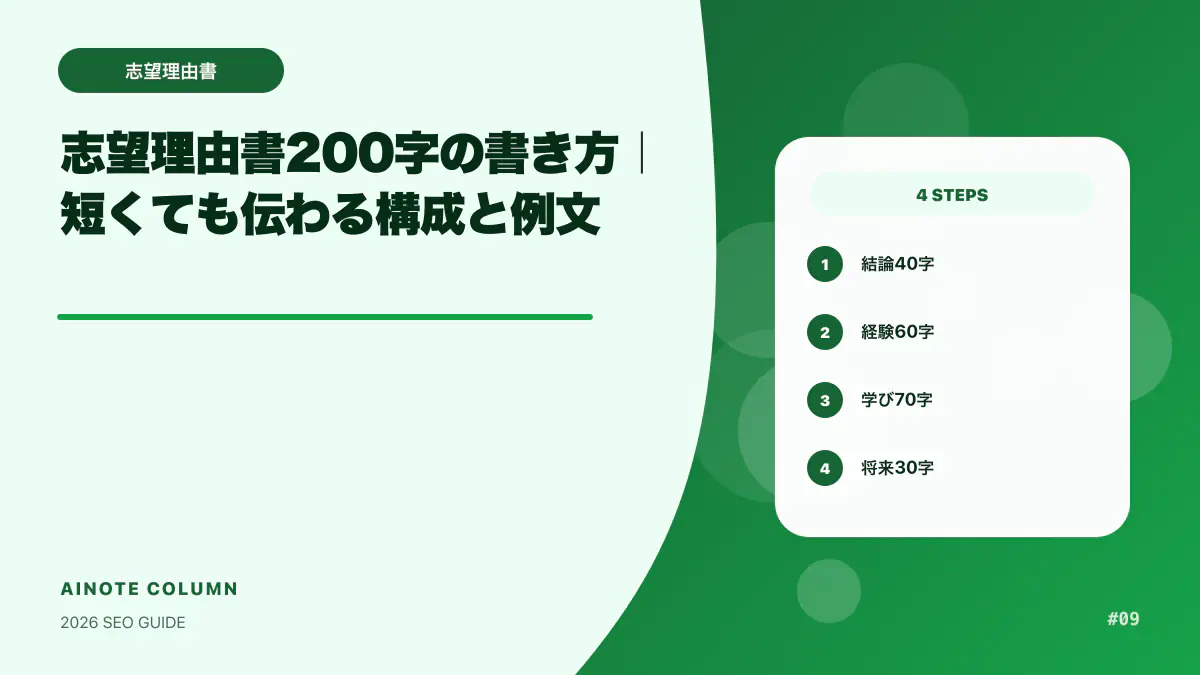 志望理由書200字の書き方｜短くても伝わる構成と例文