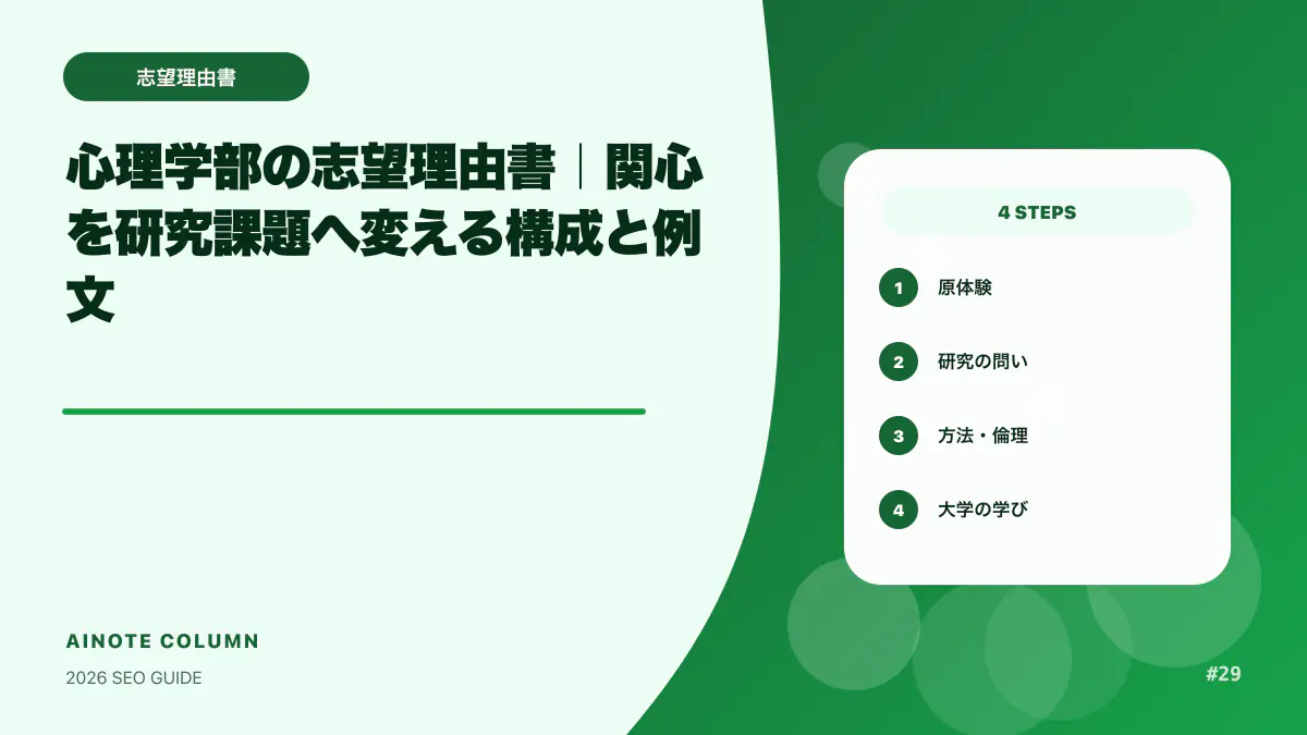 心理学部の志望理由書｜関心を研究課題へ変える構成と例文