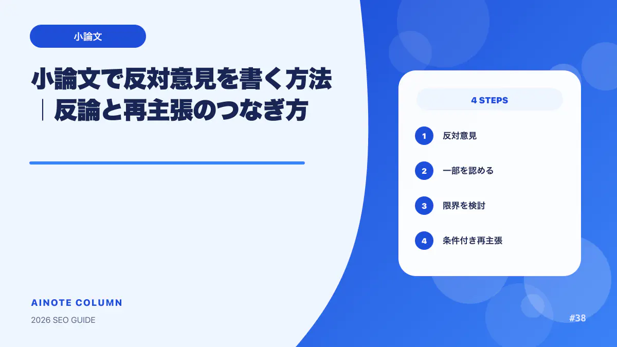 小論文で反対意見を書く方法｜反論と再主張のつなぎ方